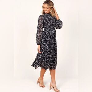 Petal & Pup Navy Floral Smocked Midi Dress